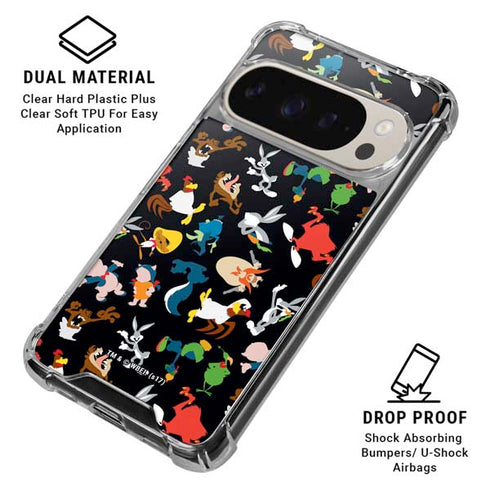 Looney Tunes Identity Pattern Pixel 9 Pro XL Clear Case